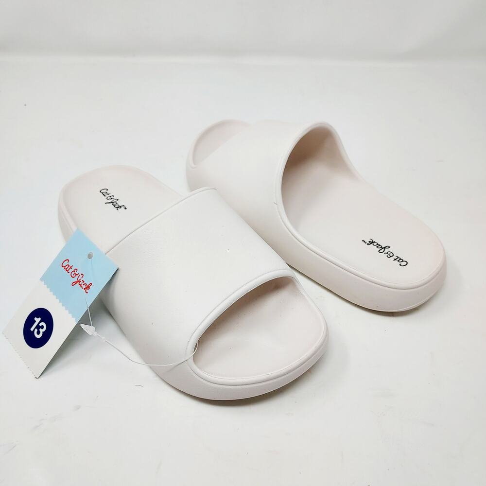 NEW Cat & Jack White Slides Size 13 - Picture 1 of 5